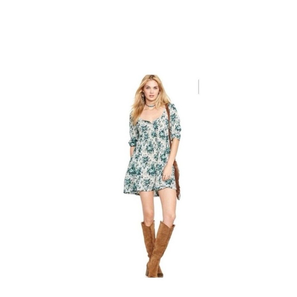 RALPH LAUREN DENIM & SUPPLY Women's New GREEN  FLORAL BABYDOLL DRESS M
